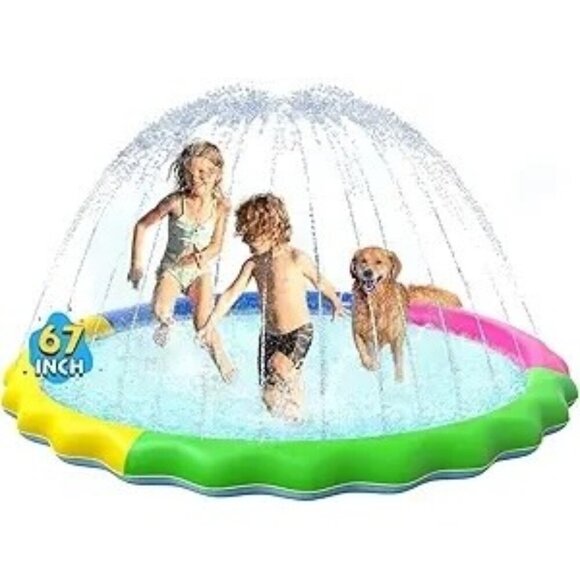 VISTOP Non Slip Splash Pad for Kids Dog Thicken Sprinkler Pool Summer NEW 67inch - Picture 1 of 9